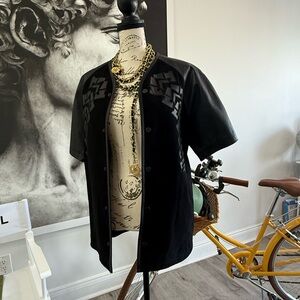 Alexander Wang x H&M Black Geometric Pattern Shirt Baseball Jersey Size M